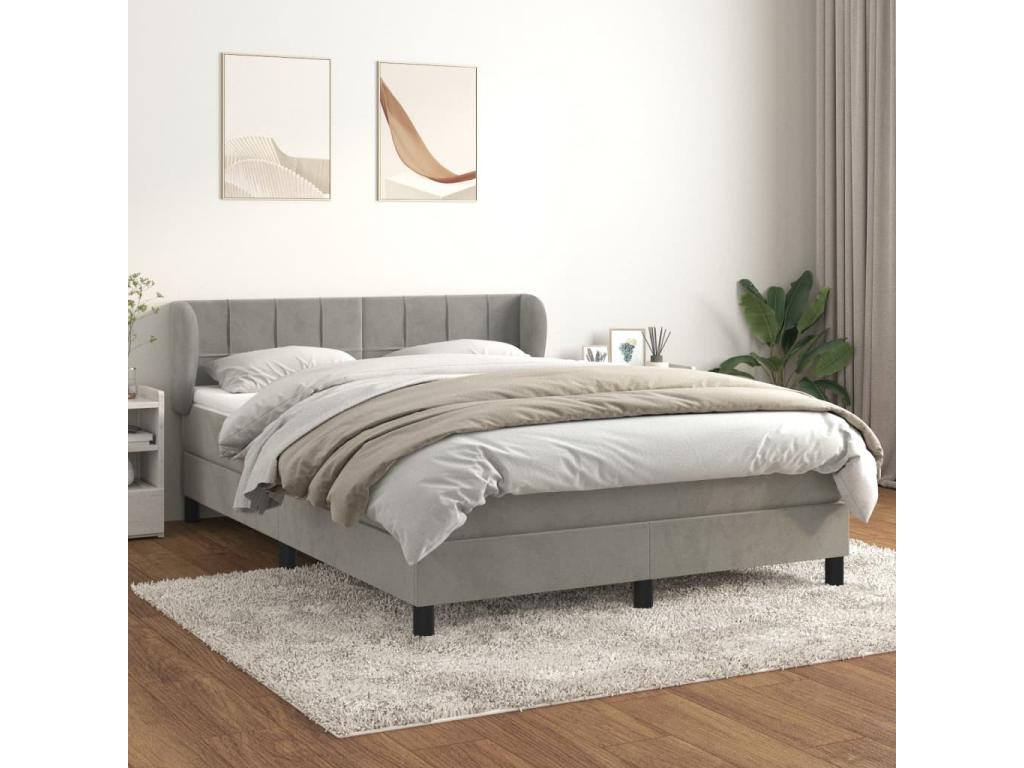Domopure bed base and mattress, light grey, 140x190cm, velvet, FHLZ49370