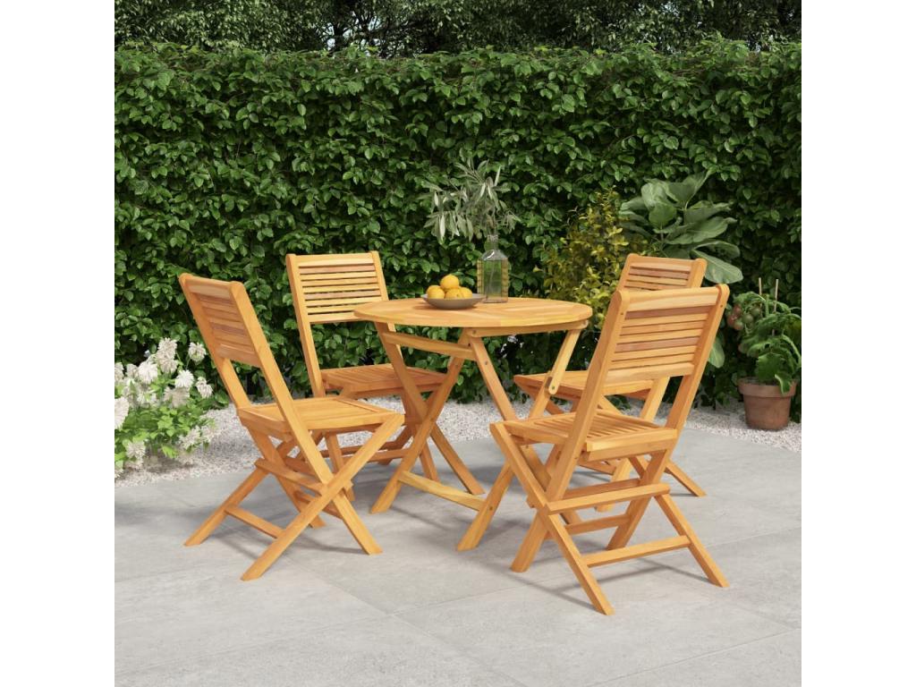 5-piece garden dining set, solid teak wood QJEV20074