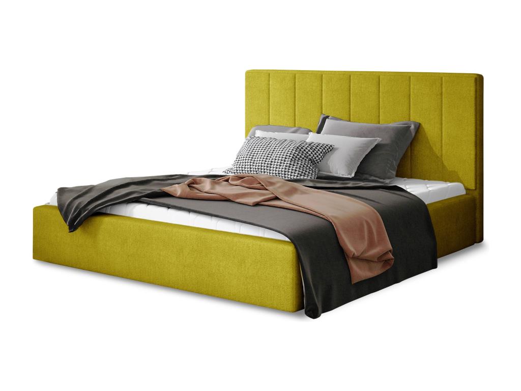 Luxury upholstered bed in Decohaute fabric - Light Grey - 180x200 - Storage compartment version DIQY68721