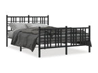 Metal bed frame with headboard and footboard, black, 137x190 cm, CLOG45366