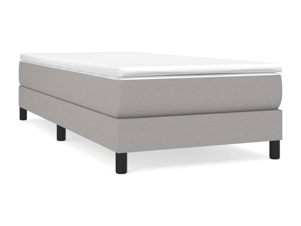 Upholstered bed base and mattress, light grey, 90x190 cm, fabric DHVP92682