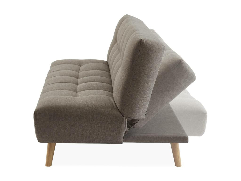 3-seater sofa bed/click-clack mechanism - convertible - in beige fabric and natural wood legs TWXK18581