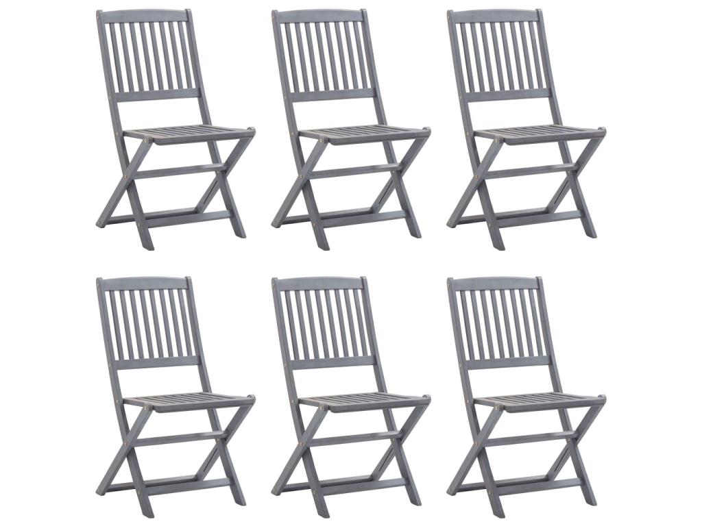 6-piece outdoor folding chairs with cushions, Chicyla wood, 25 CVCX69061
