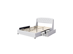 Domopure - Sturdy and Comfortable 120x190 Bed with Slatted Base, 4 Drawers, White Headboard, 4cm Legs - 13 NGAX16649
