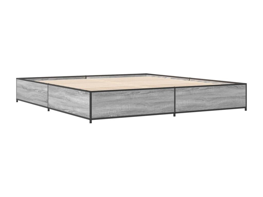 Decohaute grey bed frame 160x200 cm engineered wood and metal JWOU30036