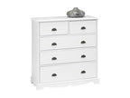White 5-Drawer Chest of Drawers, English Style, W 96.2 H 97.4 D 42.5 cm UVZC20478