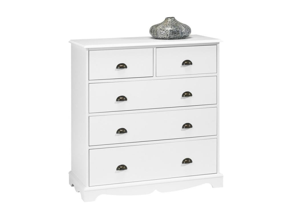 White 5-Drawer Chest of Drawers, English Style, W 96.2 H 97.4 D 42.5 cm UVZC20478