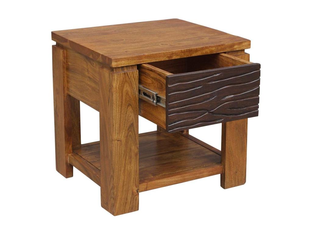 Two-tone carved wooden bedside table - Decohaute LGVK71633