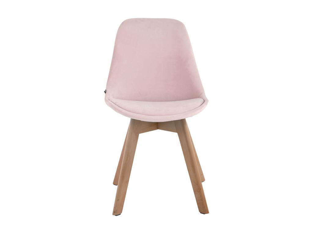 Dining chair x1, Scandinavian design, pink velvet upholstery and 4-legged light wood base, 10 0003281 XGVX99639