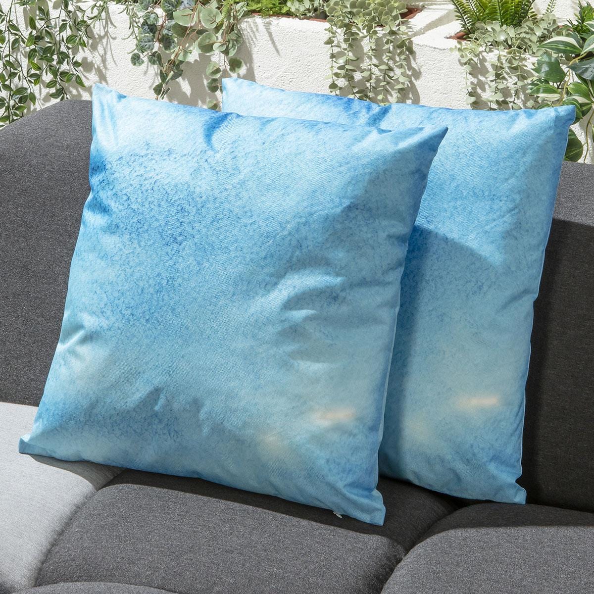 2 Blue Wash Outdoor Cushions 45cm