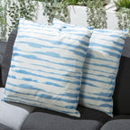 2 Blue & White Stripe Outdoor Cushions 45cm