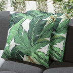 2 Green Banana Leaves Outdoor Cushions 45cm