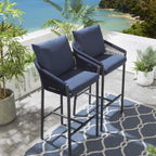 2 Cole Aluminium Outdoor Garden Bar Stools Blue