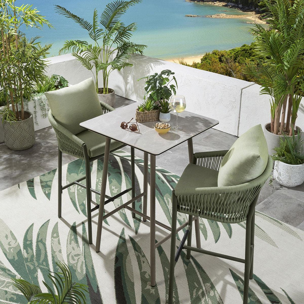 2 Cole Aluminium Outdoor Garden Bar Stools Green