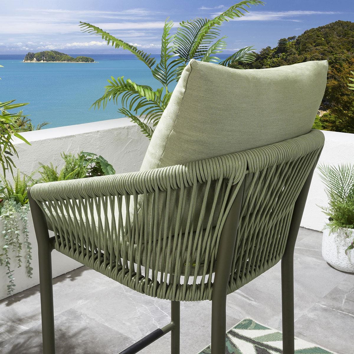 2 Cole Aluminium Outdoor Garden Bar Stools Green