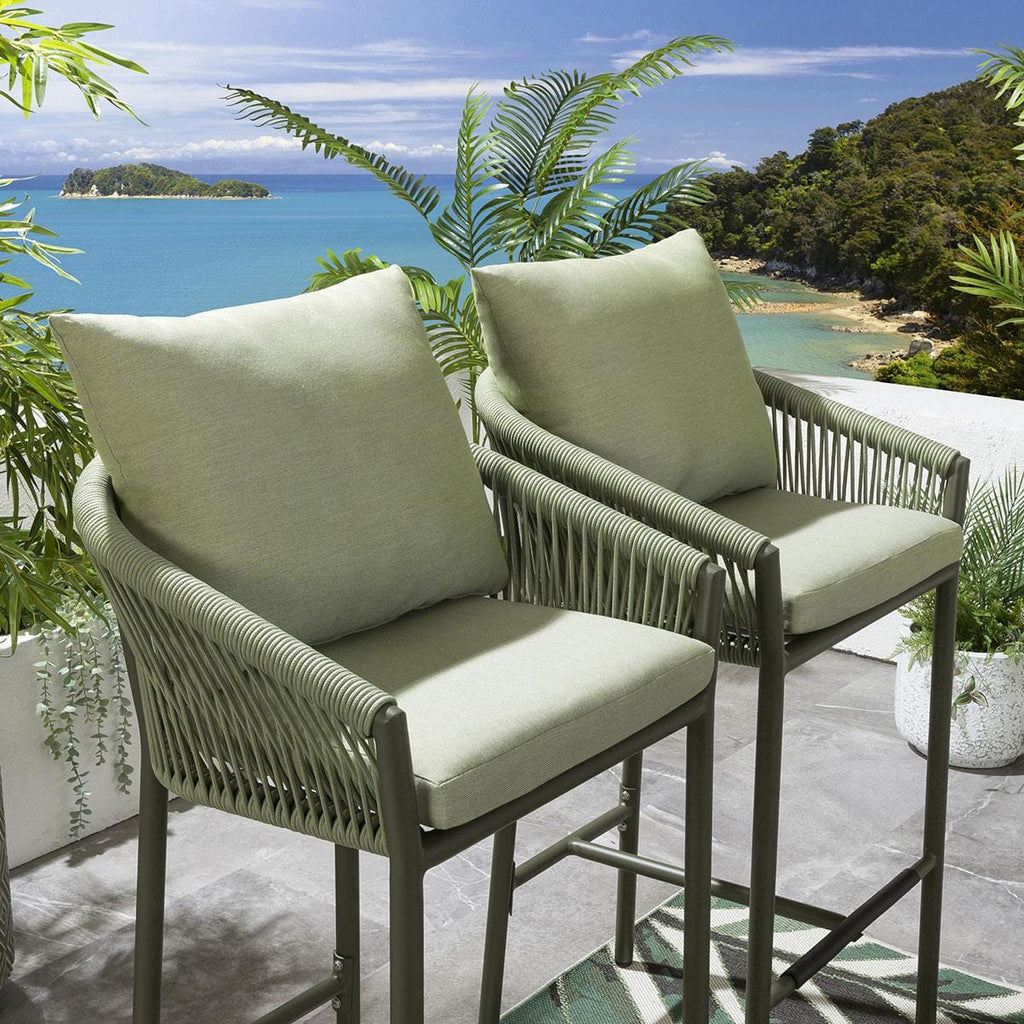 2 Cole Aluminium Outdoor Garden Bar Stools Green