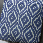 2 Navy & White Pattern Outdoor Cushions 45cm