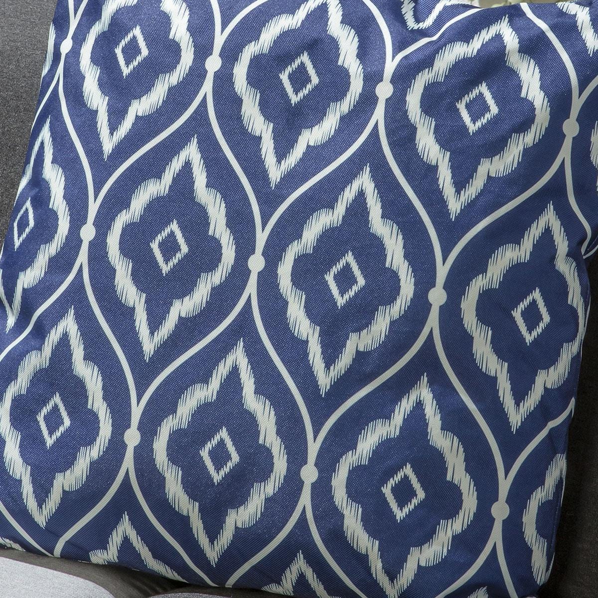 2 Navy & White Pattern Outdoor Cushions 45cm