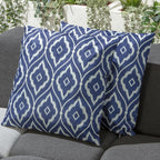 2 Navy & White Pattern Outdoor Cushions 45cm
