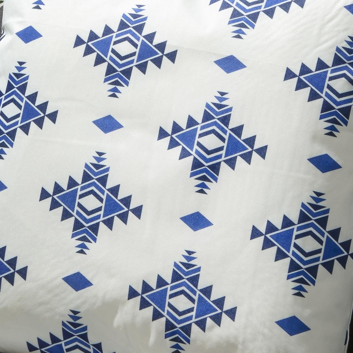 2 White & Blue Pattern Outdoor Cushions 45cm