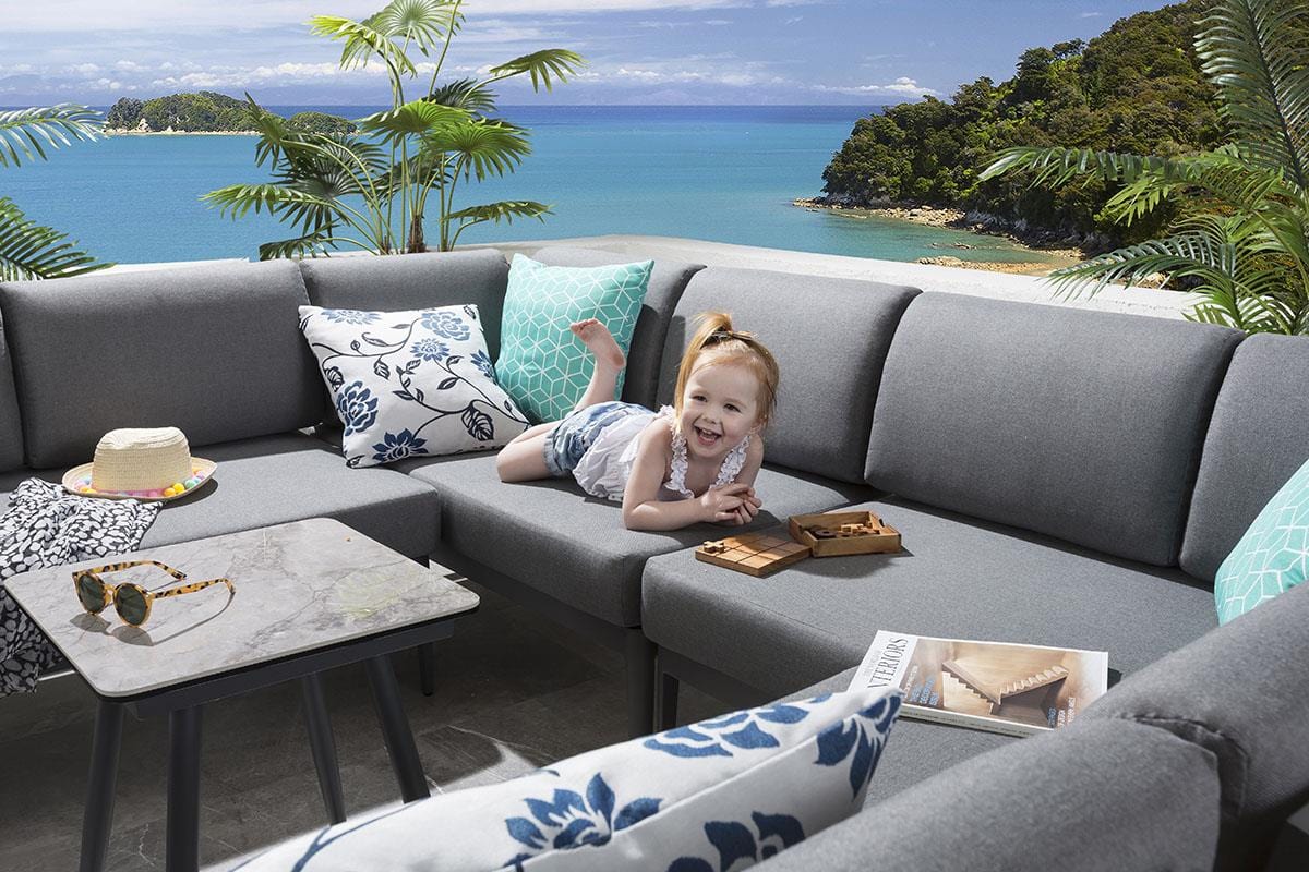 Ada Modular Outdoor Garden Bench Sofa Section Grey 123x73cm