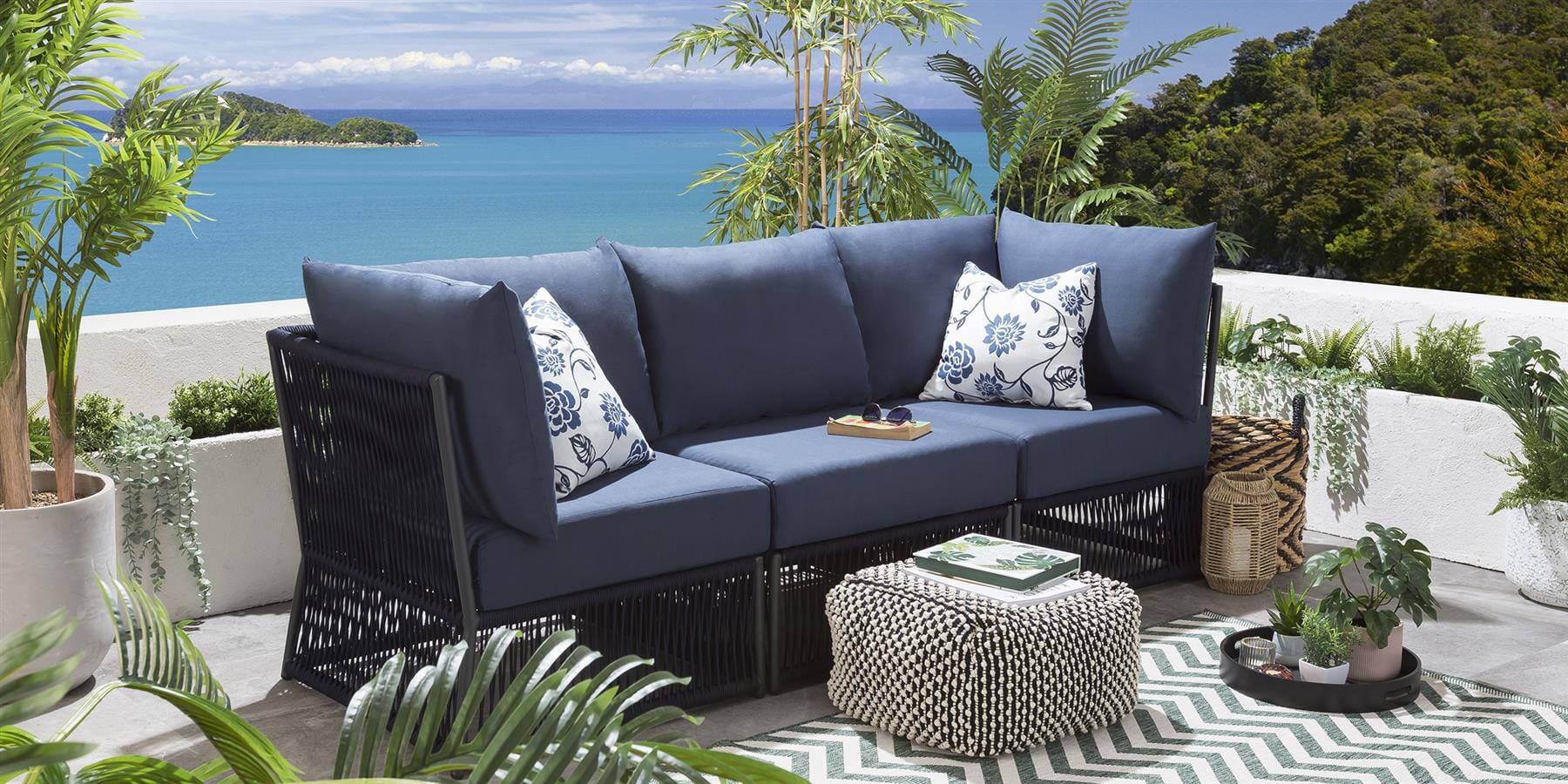 Cole Modular Corner Section Blue 74cm