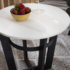 Lena Industrial Round Side Table White