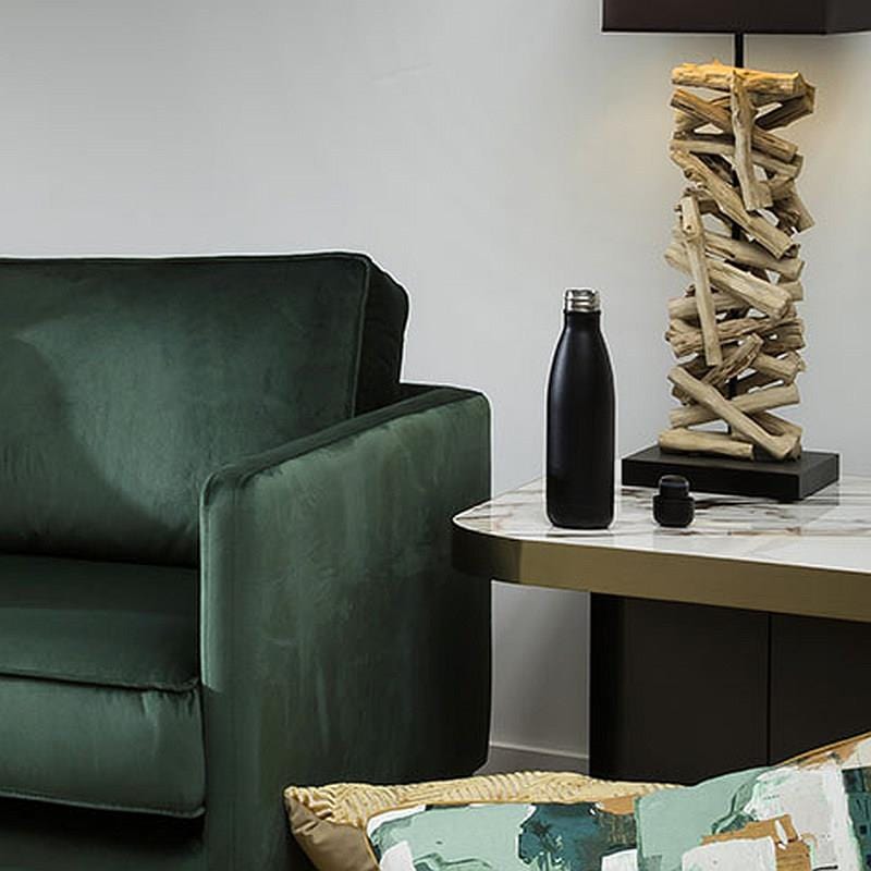 ExDispaly Luxurious Ceramic Marble Side Lamp Table with Metal Trim - White & Gold 65cm Square (Copy)