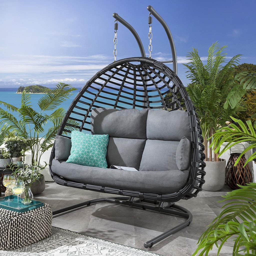 Bali Double Hanging Egg Chair Grey