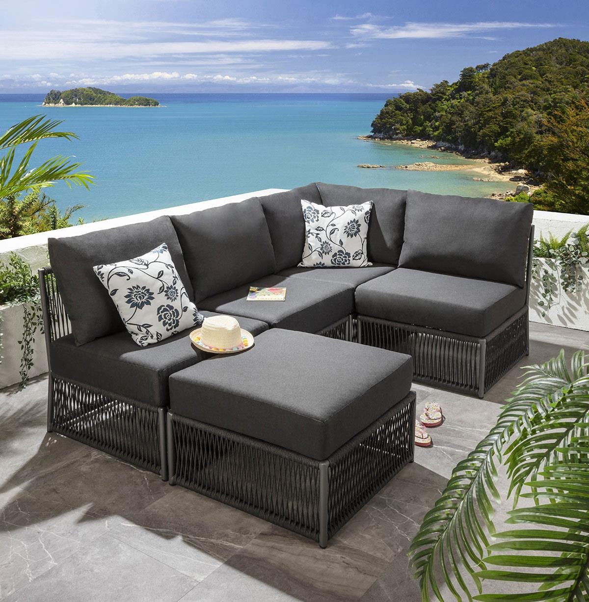 Cole Modular Garden Corner Sofa Set Grey 288x218cm L5B