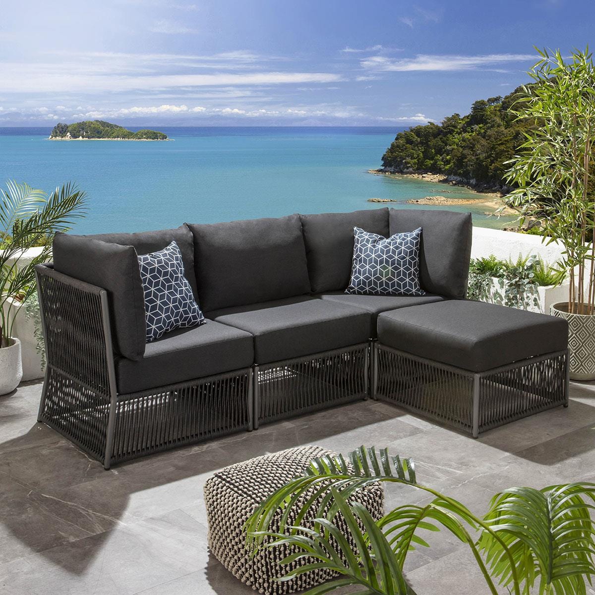 Cole Modular Garden Sofa Set Grey 218x74cm S4