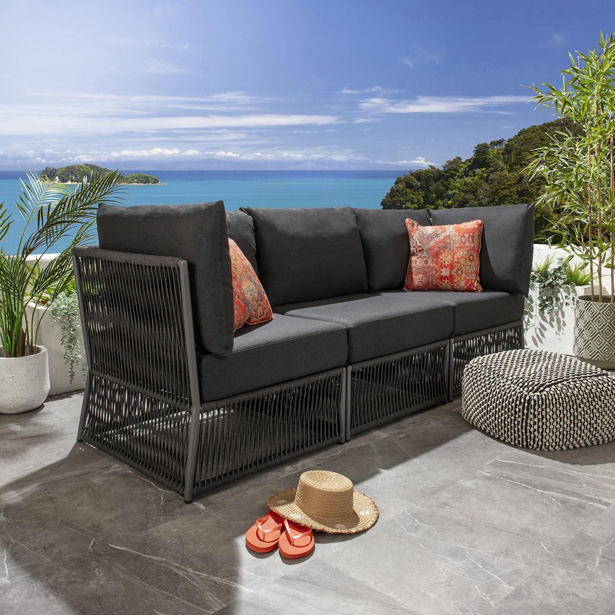 Cole Modular Garden Sofa Set Grey 218x74cm S3