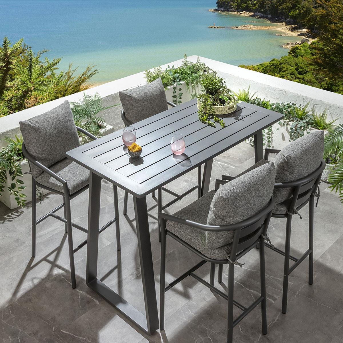 Mia Aluminium Outdoor Garden Bar Stool Grey