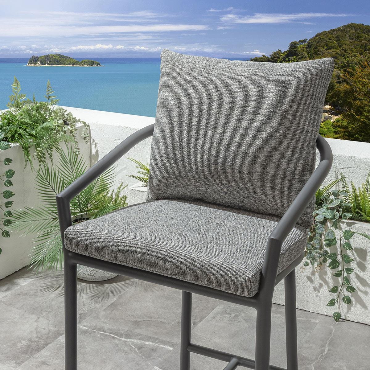 Mia Aluminium Outdoor Garden Bar Stool Grey
