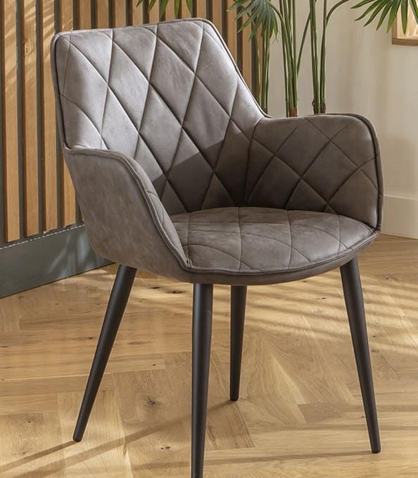 Mia Carver Dining Chair with Arms Dark Grey