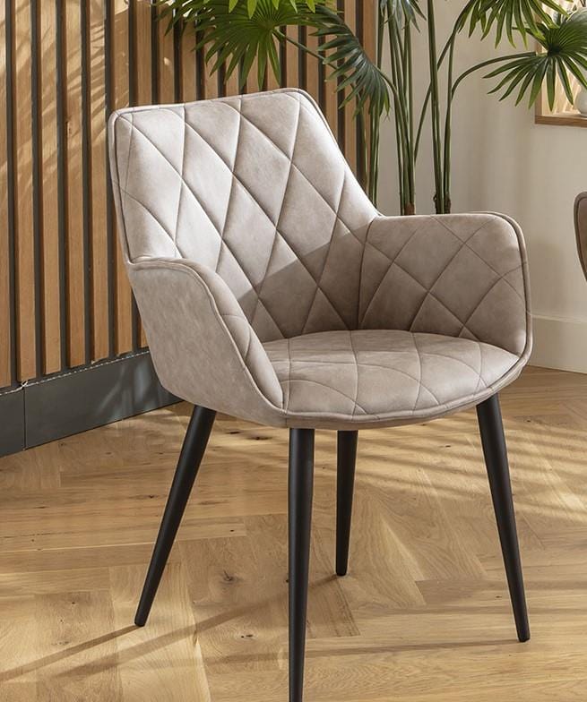 Mia Carver Dining Chair with Arms Light Grey