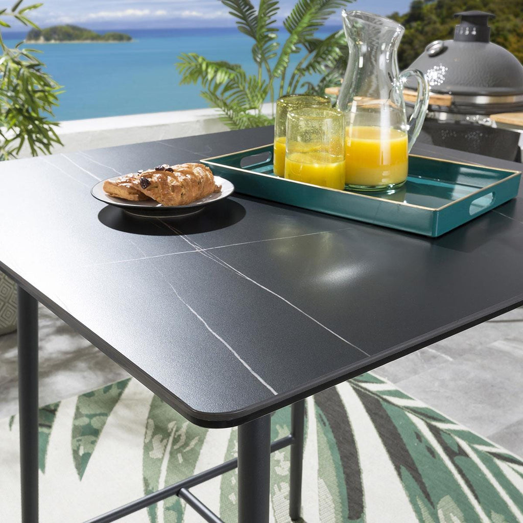 Cole 2 Seater Ceramic Outdoor Garden Bar Set Blue & Charcoal