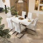Modern Dining Table White glass Top / White Gloss X Base 1600 x 900mm