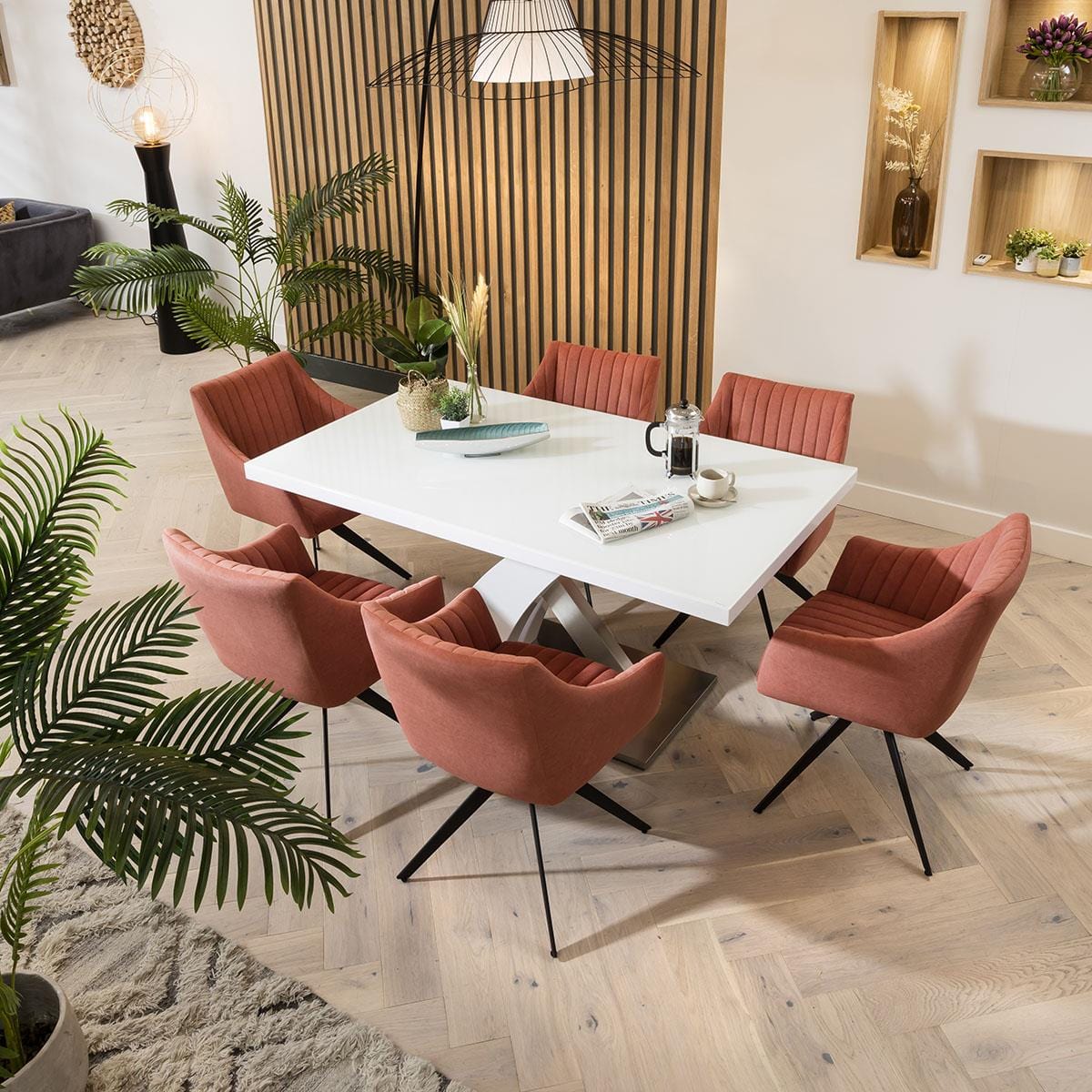 Modern Dining Table White glass Top / White Gloss X Base 1600 x 900mm