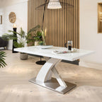 Modern Dining Table White glass Top / White Gloss X Base 1600 x 900mm