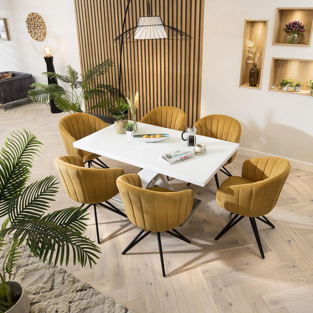 Modern Dining Table White glass Top / White Gloss X Base 1600 x 900mm