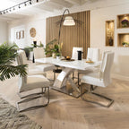 Modern Dining Table White glass Top / White Gloss X Base 1600 x 900mm