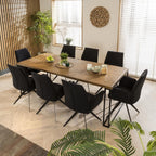 ExDisplay Gemini 8 Seat Solid Parquet Wooden Dining Table 220cm