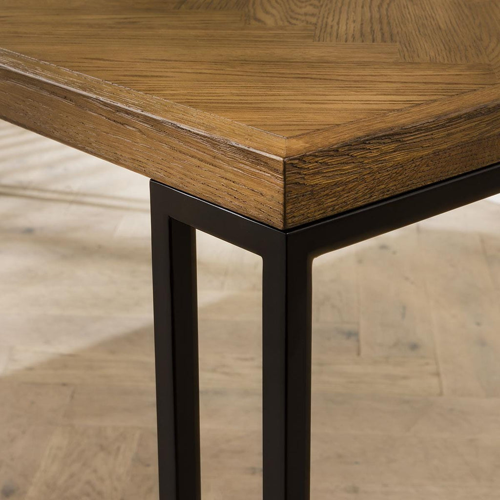 ExDisplay Gemini 8 Seat Solid Parquet Wooden Dining Table 220cm