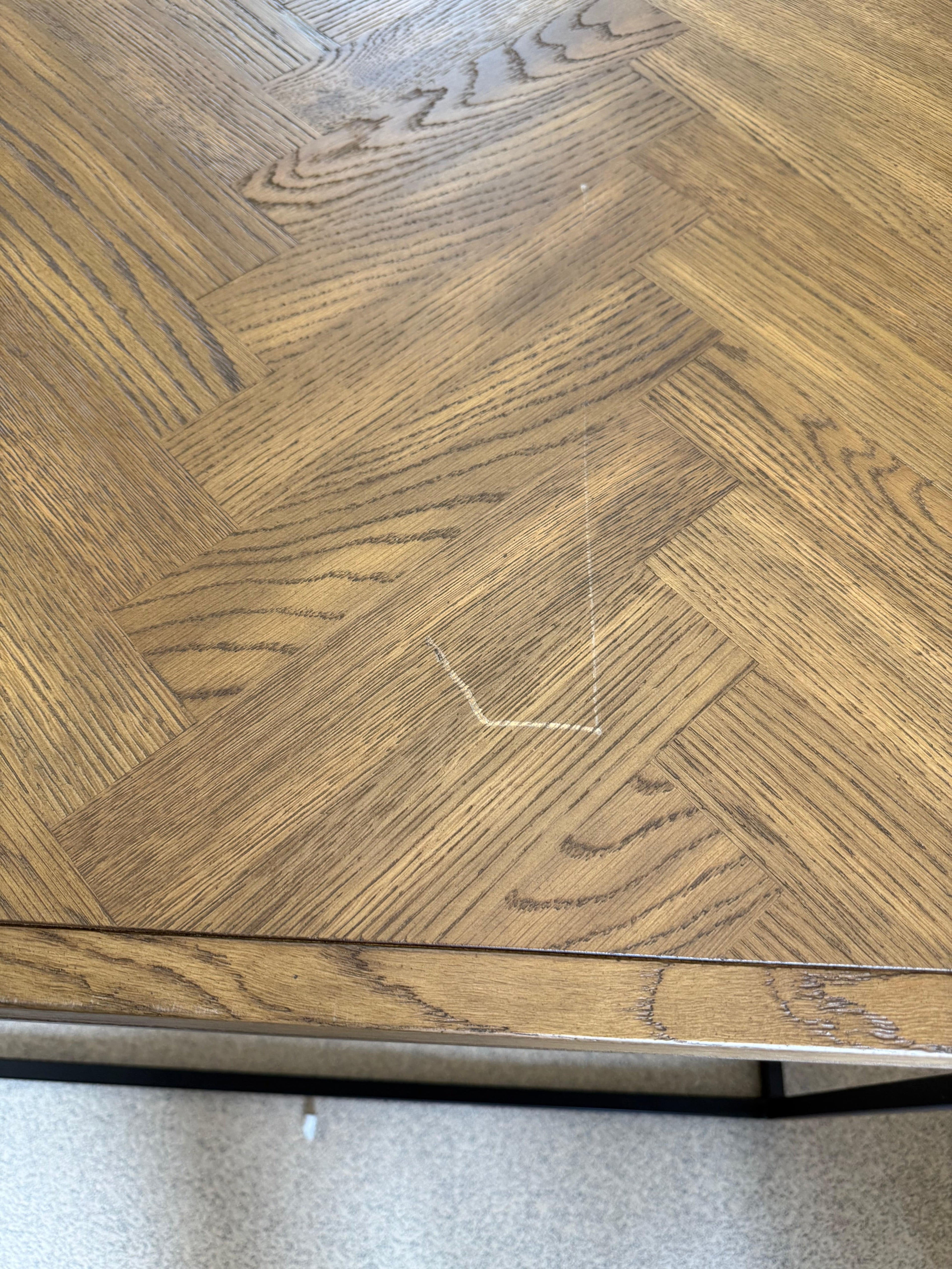 ExDisplay Gemini 8 Seat Solid Parquet Wooden Dining Table 220cm