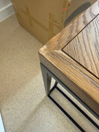 ExDisplay Gemini 8 Seat Solid Parquet Wooden Dining Table 220cm