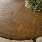 ExDisplay Gemini 6 Seat Solid Parquet Round Wooden Dining Table 140cm