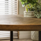 ExDisplay Gemini 6 Seat Solid Parquet Round Wooden Dining Table 140cm