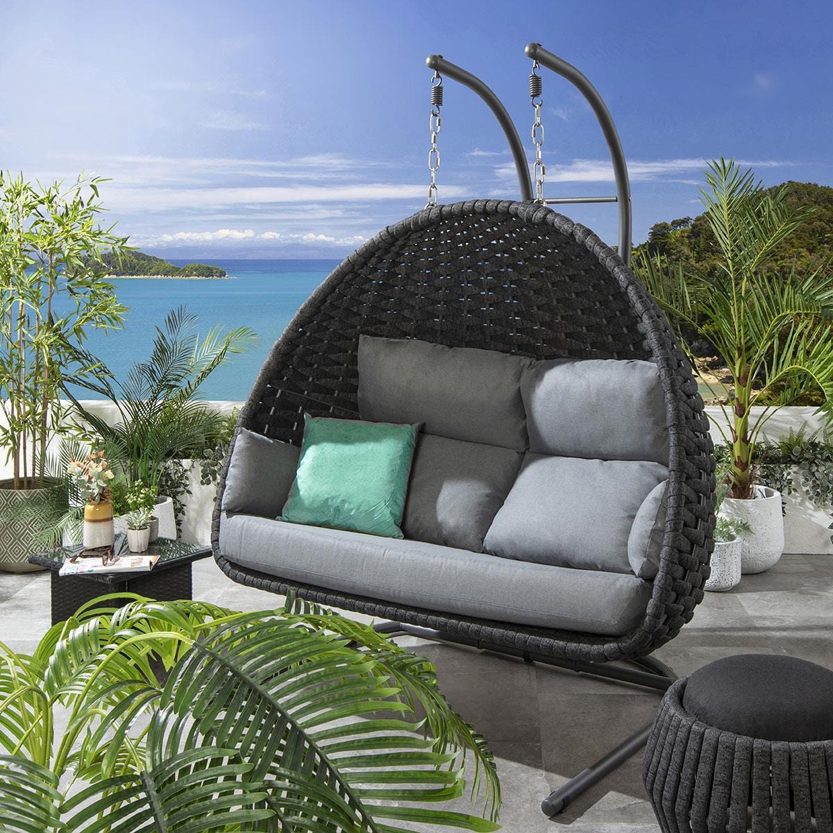 Sundowner Double Hanging Egg Chair Charcoal & Grey