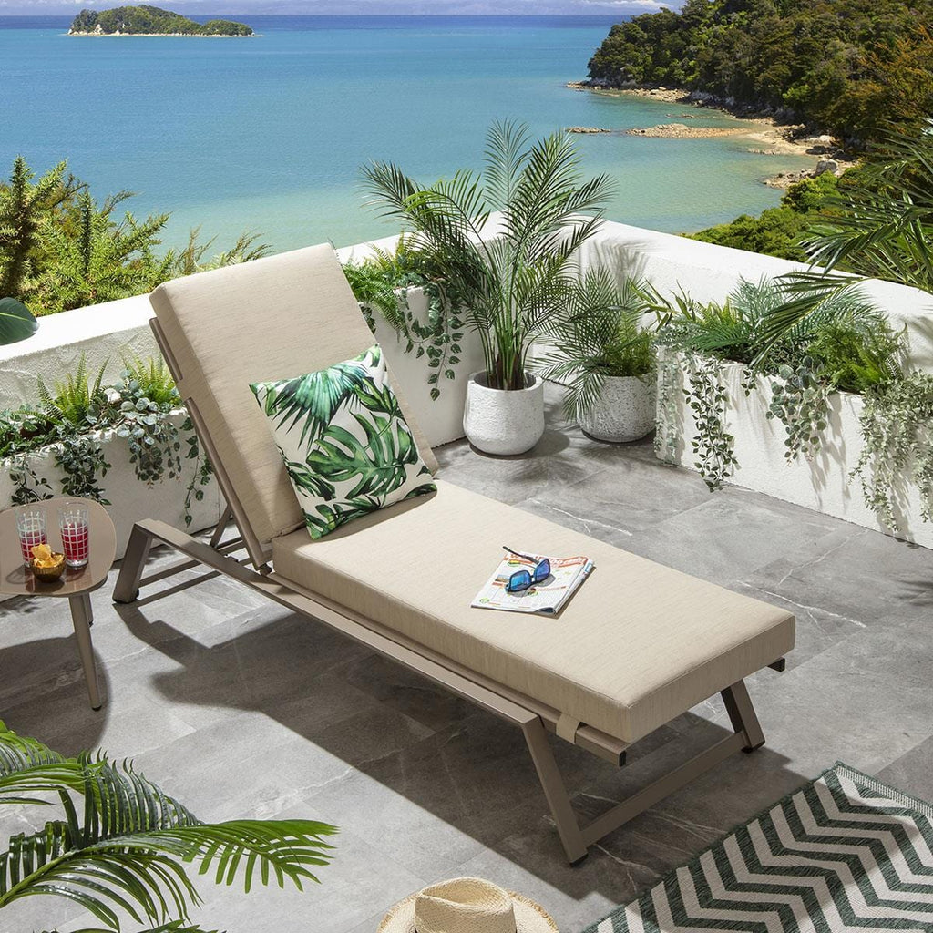 Cayman Garden Cushioned Sun Lounger Beige 196x70cm